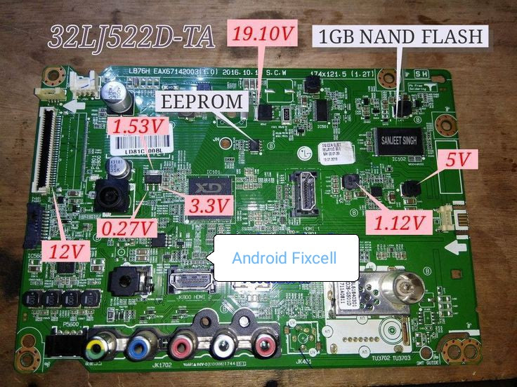 LG 32LJ522D Voltage Chart