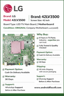 LG 42LV3500 LED TV MOTHER BOARD