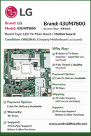 LG 43UM7800 LED TV MOTHERBOARD