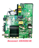 RECONNECT 43U4331S 4K LED TV MOTHERBOARD