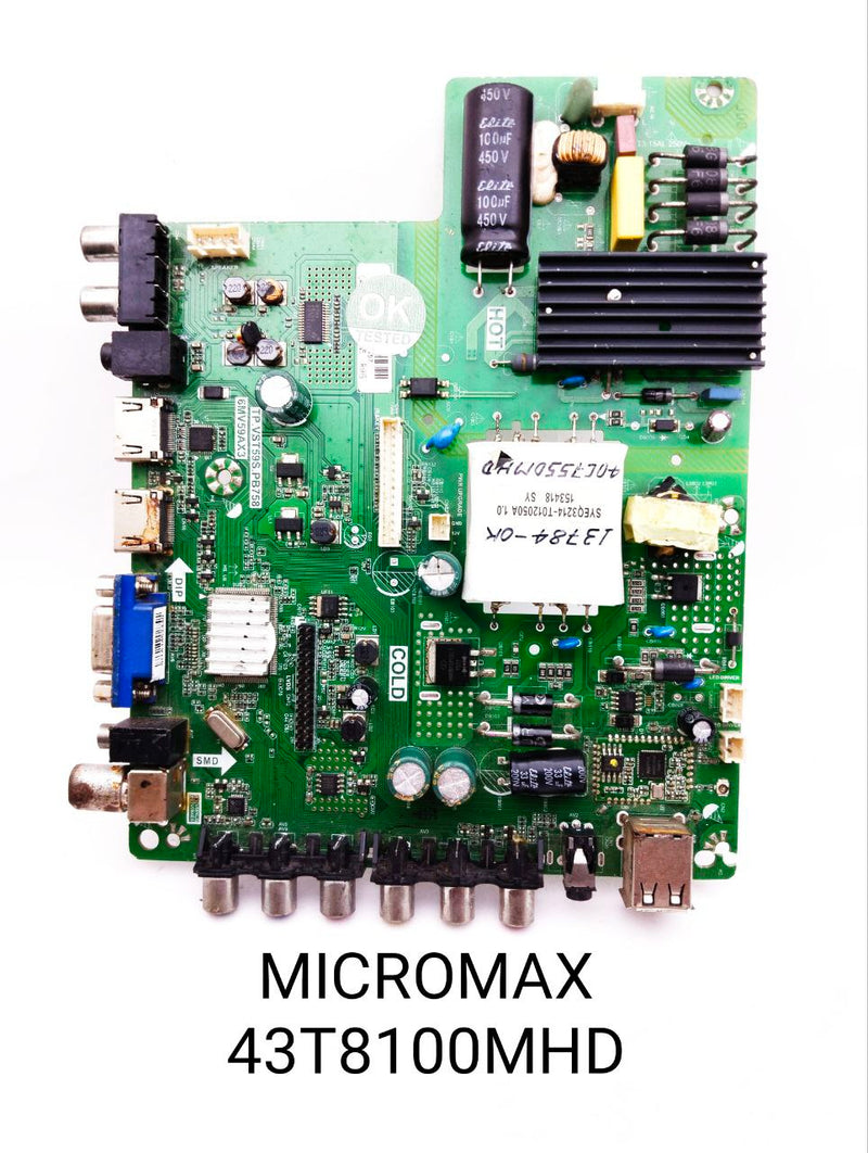 MICROMAX 43T8100MHD LED TV MOTHERBOARD. MICROMAX 43 INCH