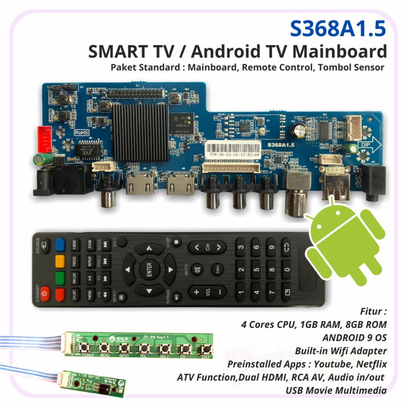 Universal Smart Android TV Mainboard RAM 1GB ROM 8GB