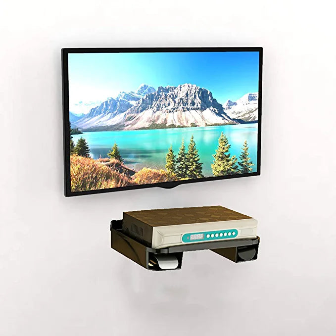 Set Top Box Stand Wall Mount with Double Remote Holder