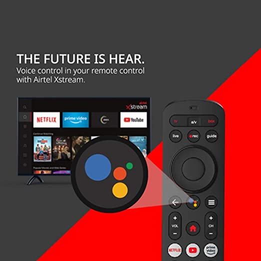 AIRTEL Xstream Set Top Box HD & SD  Google Assistant Keywith Recording Feature (With Voice Function) Support