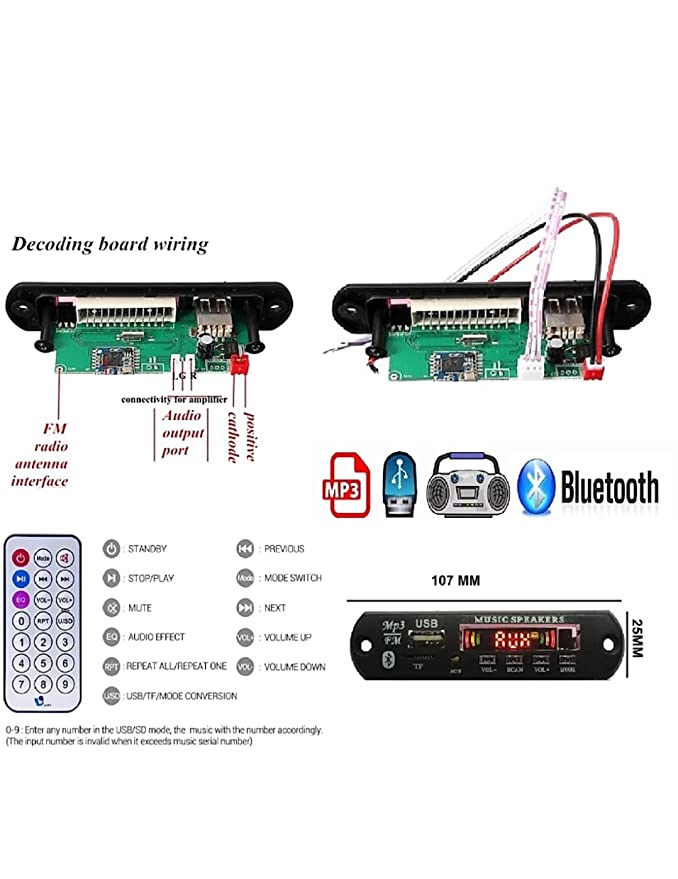 ( 10 PCS ) Bluetooth Panel FM USB AUX Card MP3 Stereo Wireless TF Radio Audio Player Decoder Module Transmitter Board