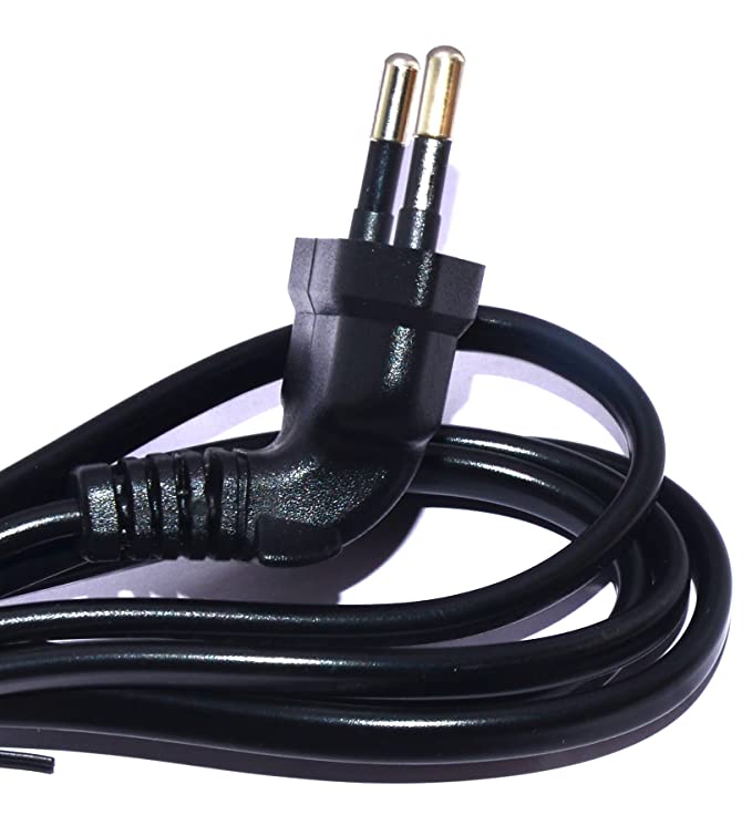 2 Pin Power Cable for Monitor Laptop Adaptor Camera Printer L Type full 1.5 Mtr.