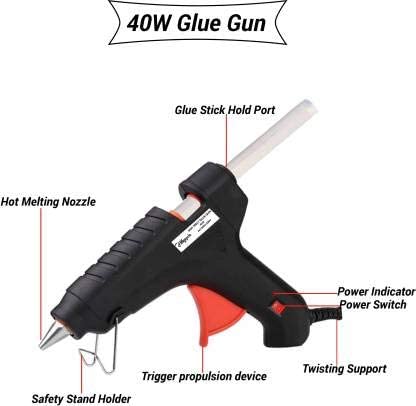 High Power 40Watt  Hot Glue Gun with 5 Pcs Hot Melt Glue Stick for