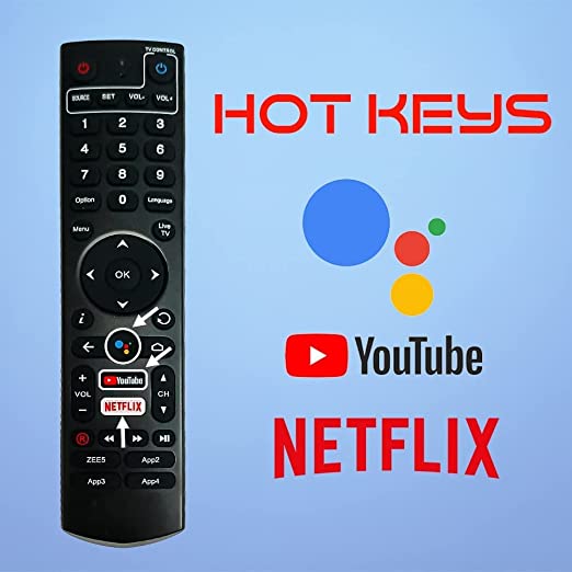 Hathway Hybrid Bluetooth Voice Command Set Top Box BTB09B Remote Control  for All Model of hathway Setup Box with Google Assistant Netflix and YouTube Hotkeys - Pairing Must!