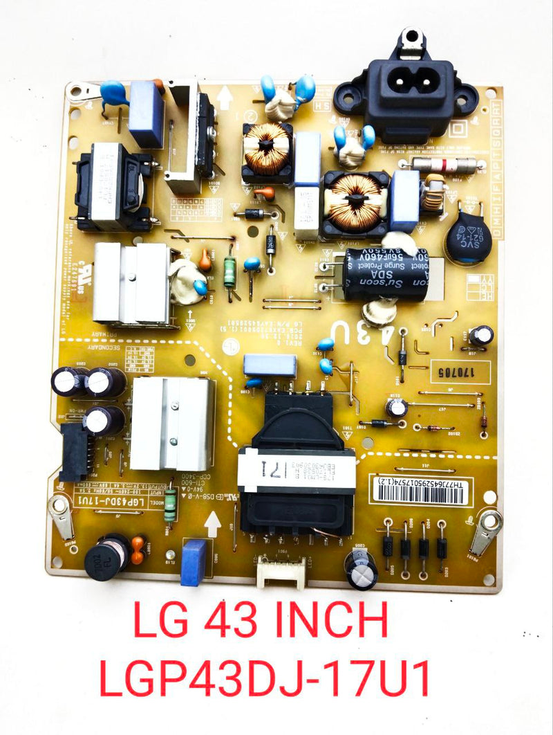 LG 43'' LED TV POWER SUPPLY. MODEL-LGP43DJ-17U1. LG P/N : EAY64529501